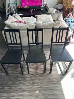 Set of 3 Wood-Style Dining Chairs