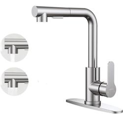 Kitchen Faucet Pull Down Sprayer Brushed Nickel Stainless Steel Sink Faucet 1 or 3 Hole