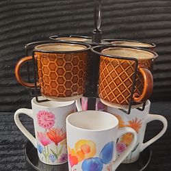 Plates and coffee cups with stand