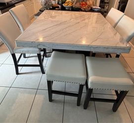 Real Marble  Dining Table with 6 Chairs