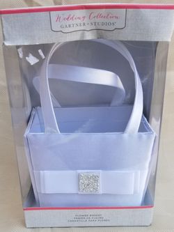 Brand New in box White Flower girl basket