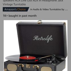 Vinyl Record Player 3-Speed Bluetooth Suitcase Portable