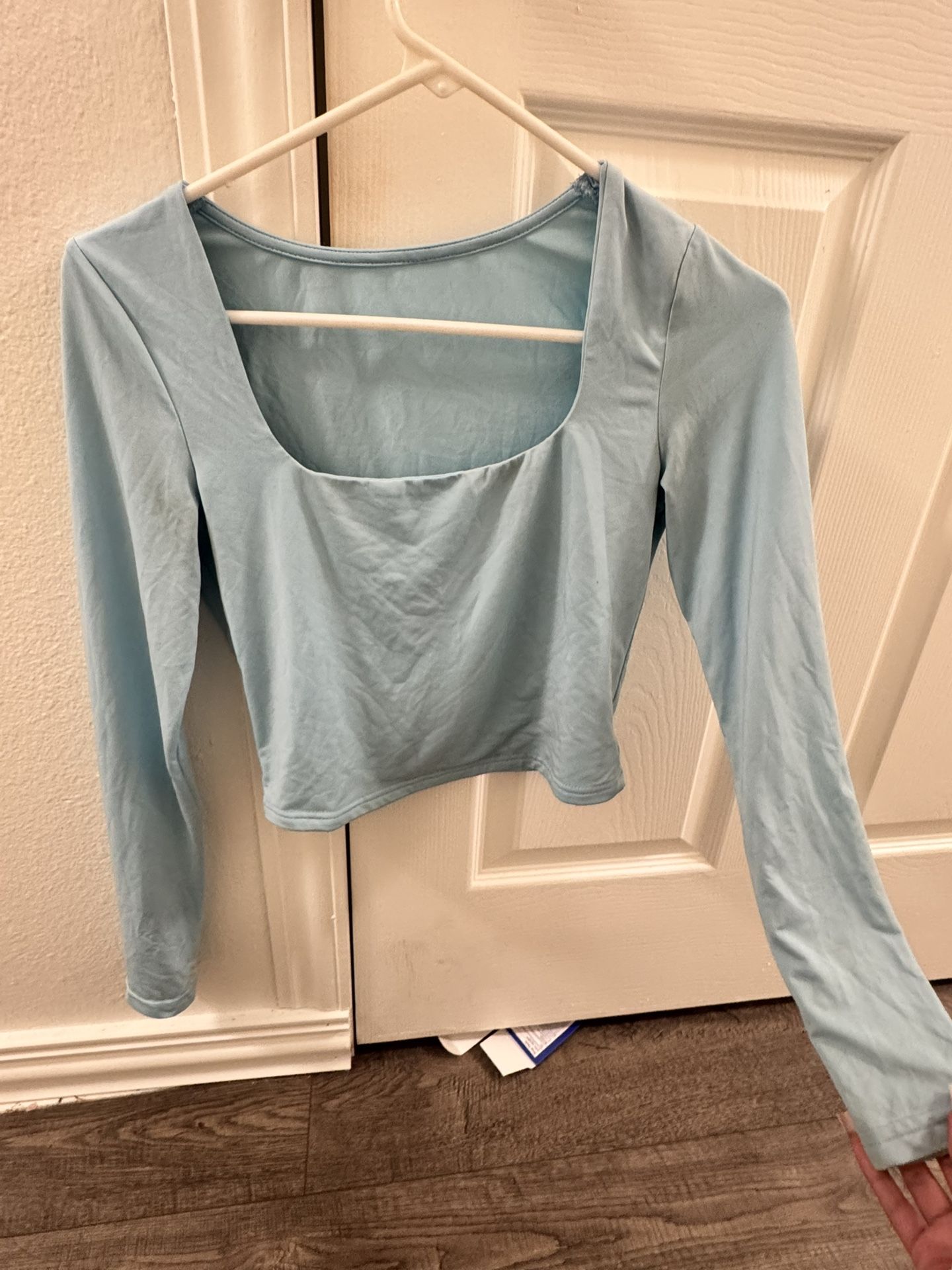 Blue Long Sleeve Fitted Top Size Xs 