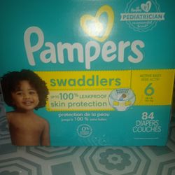 PAMPERS SWADDLERS SIZE 6,  84 DIAPERS