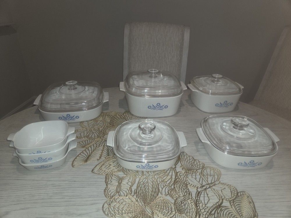 Vintage Corning Ware Blue Cornflower Casserole Dish Lot (With Lids & Bakers) USA