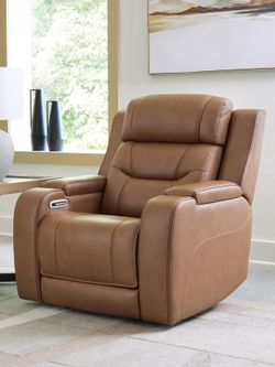 Dreamer Caramel Power Recliner with Audio Seating