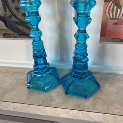 Heavy Glass Candle Holder’s Blue