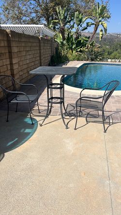Wrought Iron Outdoor bar height Bistro Table and Chairs Set