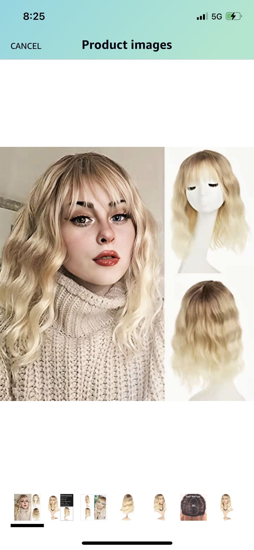 Human Hair Blend Blonde Ombré Wig