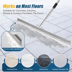 Brand New 33.4” Heavy Duty Industrial grade floor Squeegee 63” stainless handle curved baffle