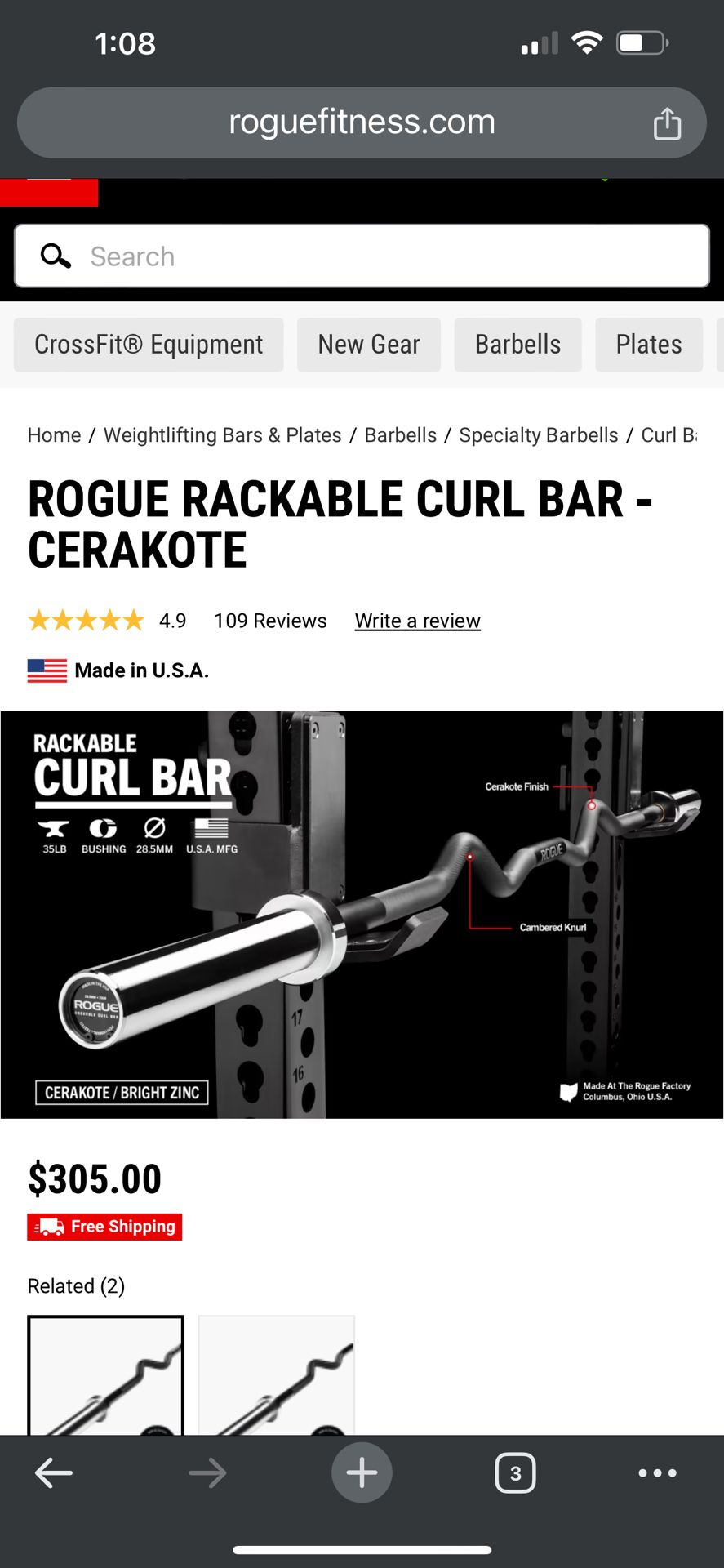 Rogue Curl Bar Exercise