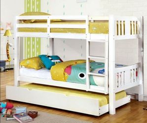 Brand New White Twin Size Bunk Bed (Trundle Sold Separately)