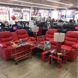 Red Recliner Sofa And Loveseat 