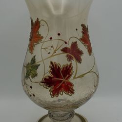 Pair of Fall Leaves Hurricane Vases