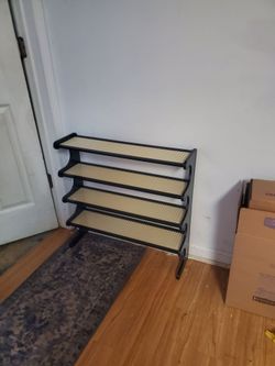 4-Tier Shoe Rack with Cane Shelves