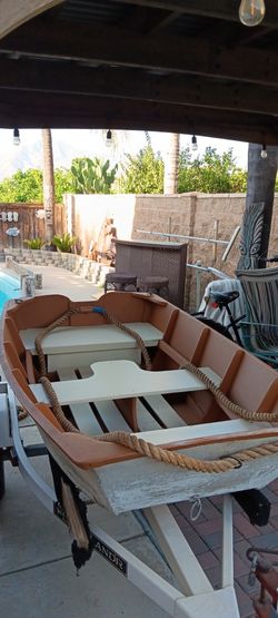 Restored Dinghy Boat . Bought In Ontario. California June Of 2026 . Making A Dry Lake Bed. The Owner Is In The Picture.
