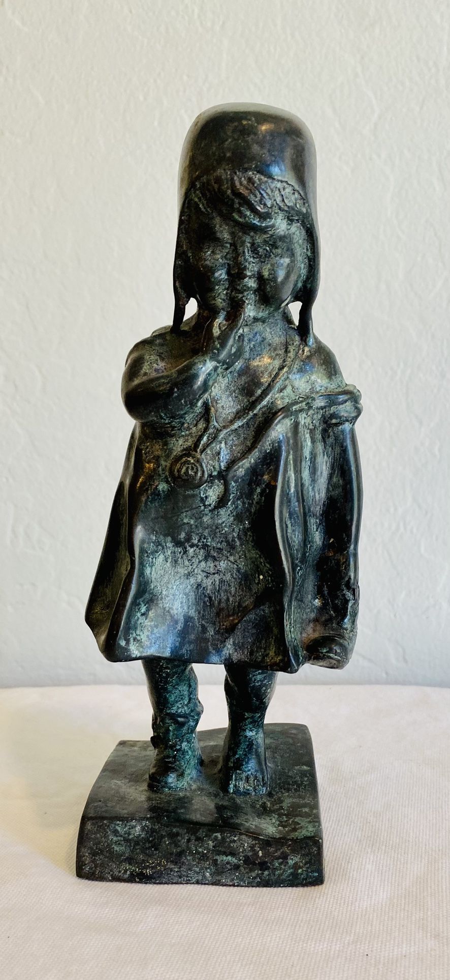 MAITLAND-SMITH, LTD. Green Bronze Statue - Little Girl Holding Her Shoe