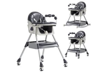 3 in 1 High Chair Rocking Seat Sturdy Fast-Folding Easy Clean Food-Grade Safety PP Material, Feeding Chair for Babies & Toddlers 6 Months to 6 Years (