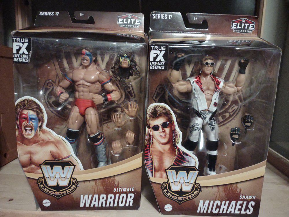 WWE Elite Legends Series 17 Shawn Michaels HBK DX And Ultimate Warrior Action Figure Lot New Sealed 