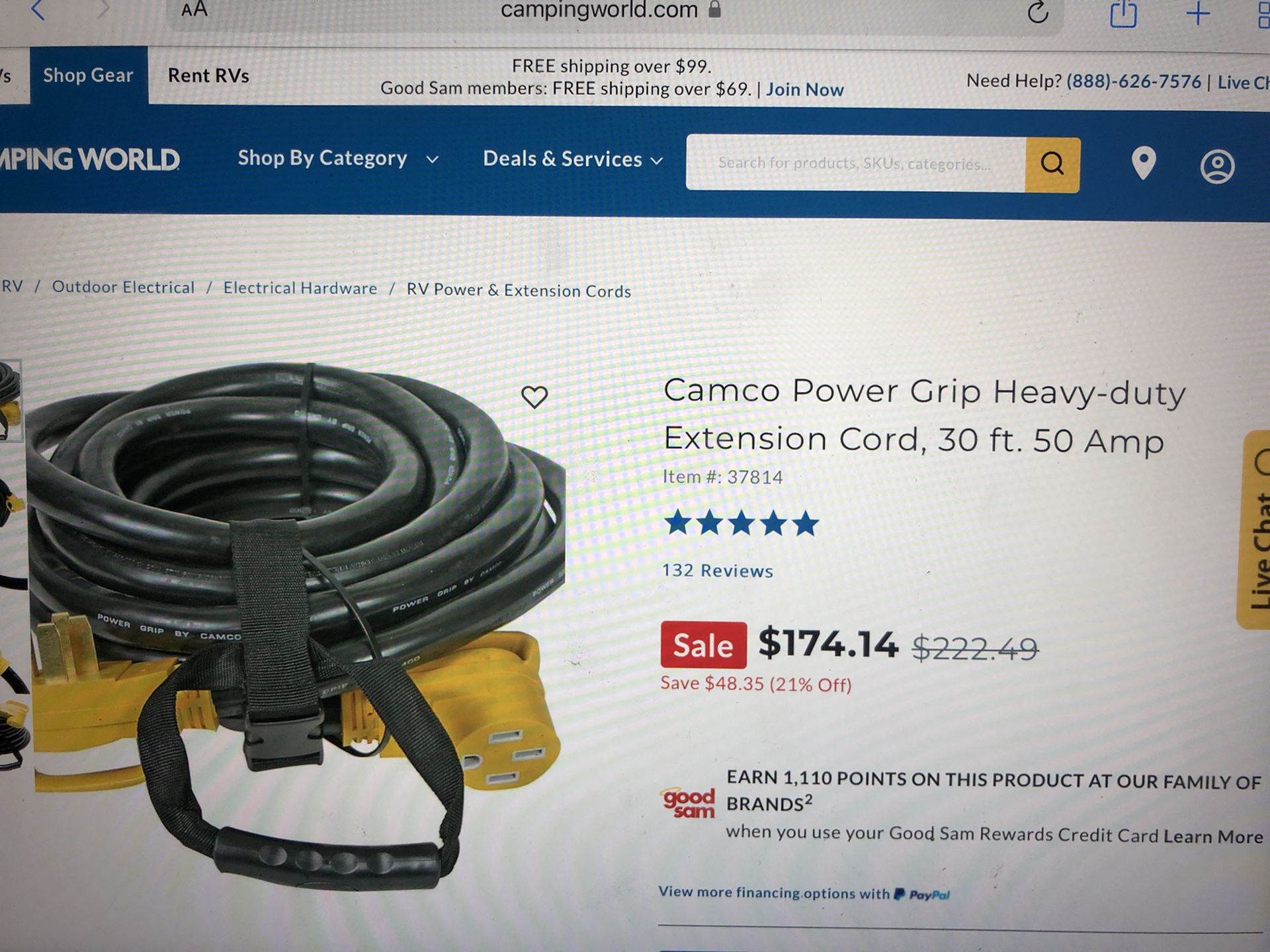 New Power Grip By Amco Generator Cord 50 Amp 30  Ft Long