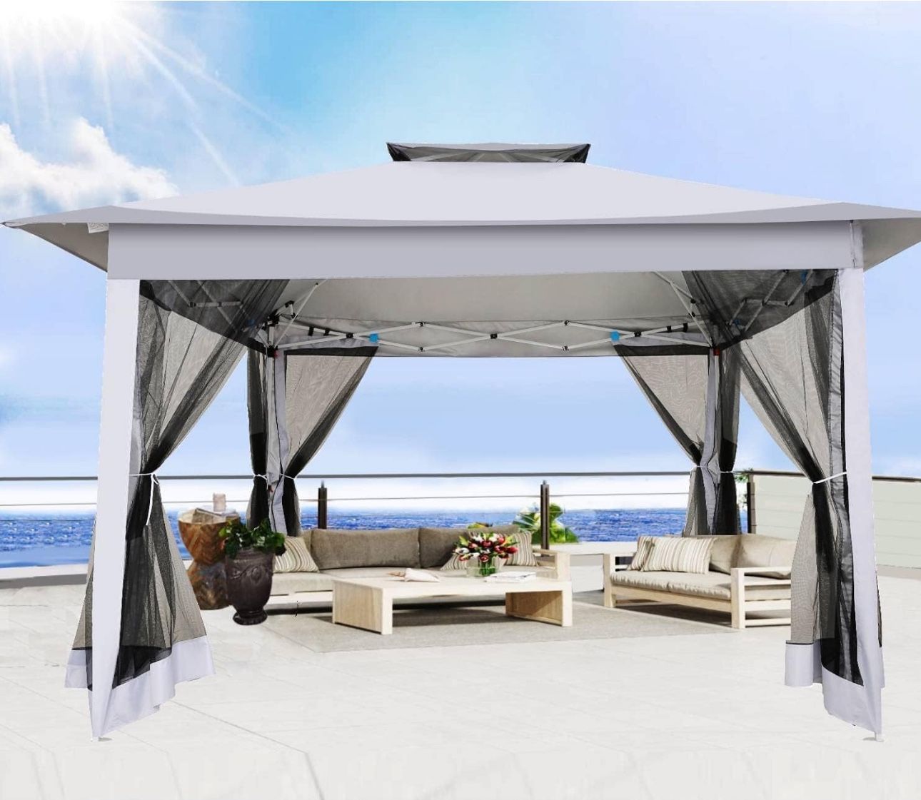 Pop Up Gazebo 10x10 Outdooor Gazebo with Mosquito Netting Patio