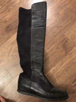 Used women’s leather thigh high low block heel boots