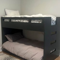 Crate And kids Bunk Bed, Charcoal Gray 