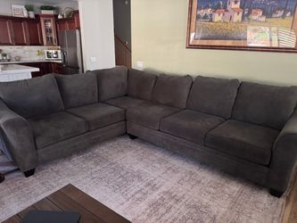 Gray Fabric L-Shaped Sectional Sofa