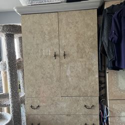 Tan wood marble pattern wardrobe MOVING SALE