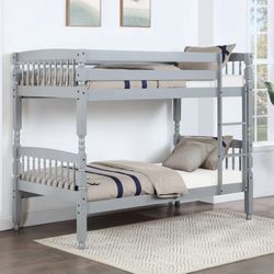 Twin Over Twin Bunk Bed Set - Gray 