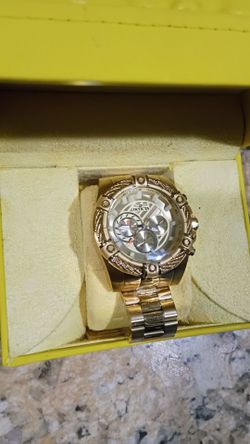 Invicta bolt ace mens watch reloj New with box nueva con caja 52mm gold oro