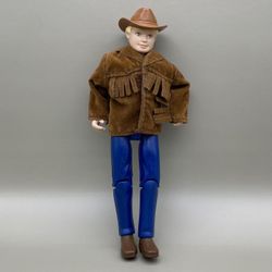 Vintage Fisher Price Loving Family Stable Dollhouse Western Cowboy Horse Rider Doll with Jacket