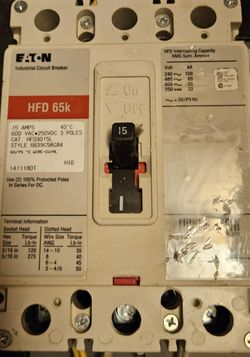 $100 Eaton HFD3015L 15A 3P 600V Circuit Breaker – Never Used