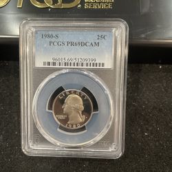 1980 S Gem Proof Washington Quarter Graded At PR69 With A Deep Cameo 1-9