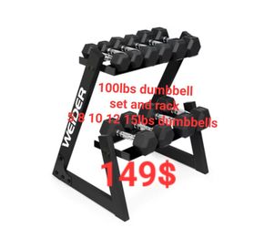 NEW IN BOX Dumbbells Weider Weight set 5lbs 8lbs 10lbs 12lbs 15lbs rack 100lbs total weight 149 for Sale in Las Vegas NV OfferUp