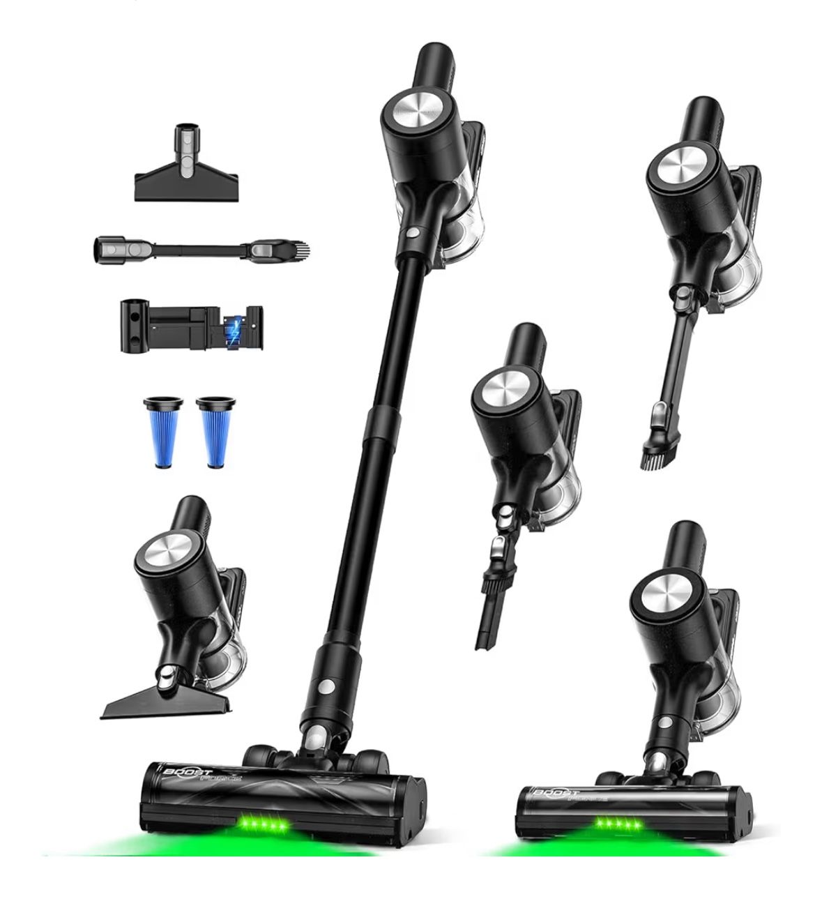 Cordless Vacuum Cleaner, 46Kpa/55 Mins Vacuum Cleaners for Home, Self-Standing Stick Vacuum with Rechargeable Dock,LED Display & Anti-Tangle,Lightweig