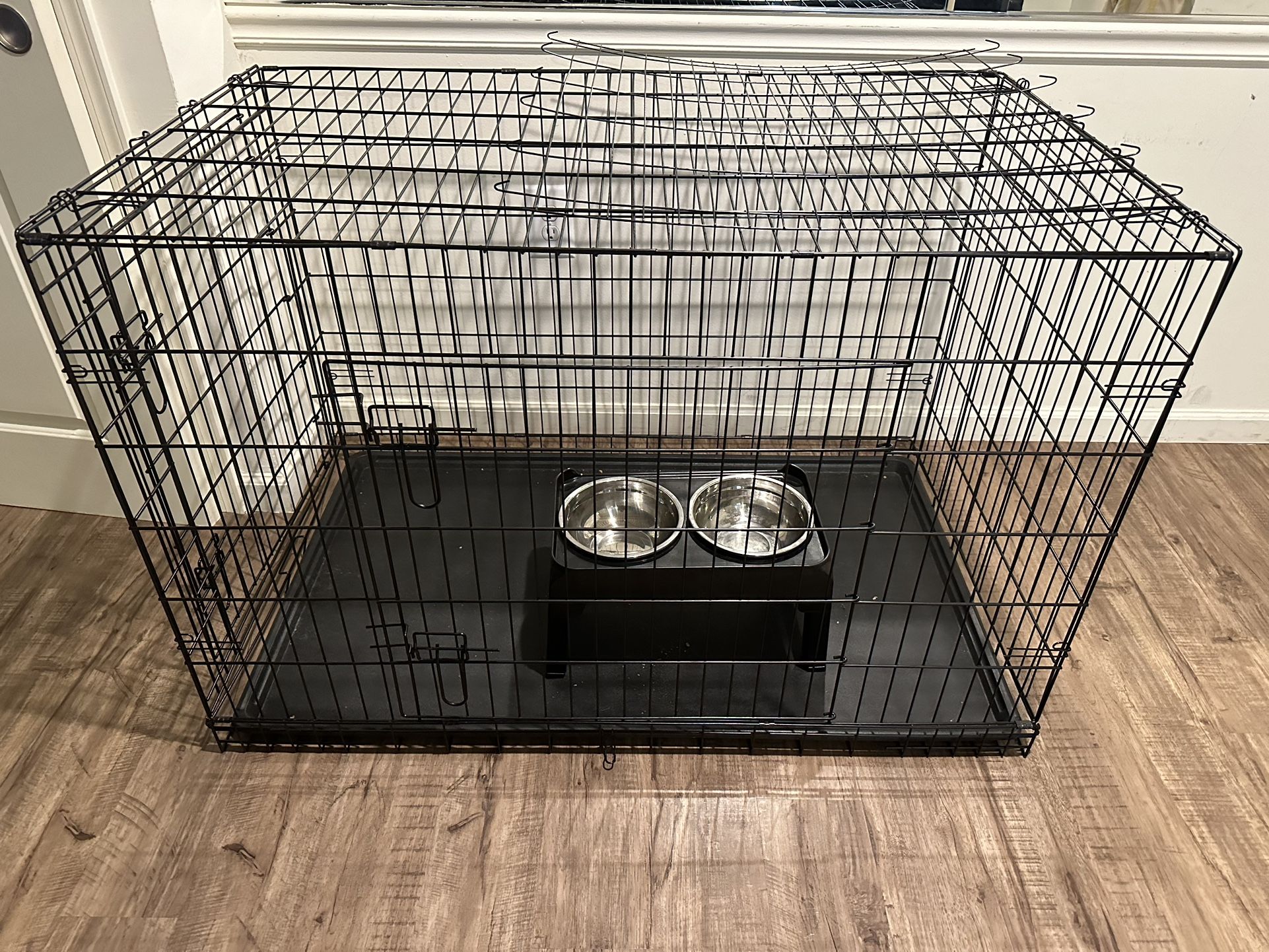 Xtra Lrg Dog Crate  With 2 Bowl Feeder 
