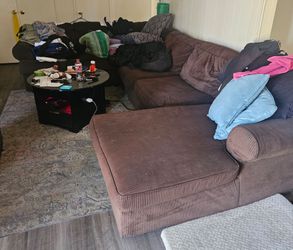 Free brown corduroy sectional couch