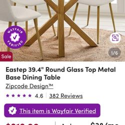 Brand new Unopened Box" Round Glass Dining Table