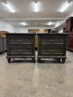 2 Dark Modern Nightstands/ Nightstand Set / End Tables / Side Tables