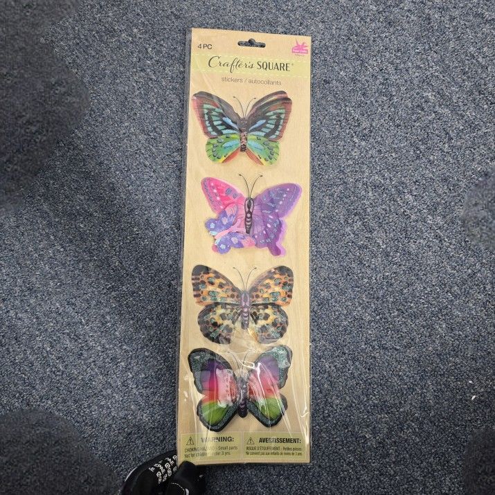 4PC Butterfly Crafters SQUARE stickers / autocollants