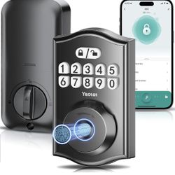 Fingerprint Door Lock, Keyless Entry Door Lock with App Control Electronic Keypad Deadbolt for Front Door with One Time Code, Anti-Peeking Password, A