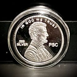 Miniature 99.9% Pure Silver Lincoln Penny Tribute Coin (15mm) • 1 Gram Fine Silver (.999) • Fractional Silver Round in Protective Capsule