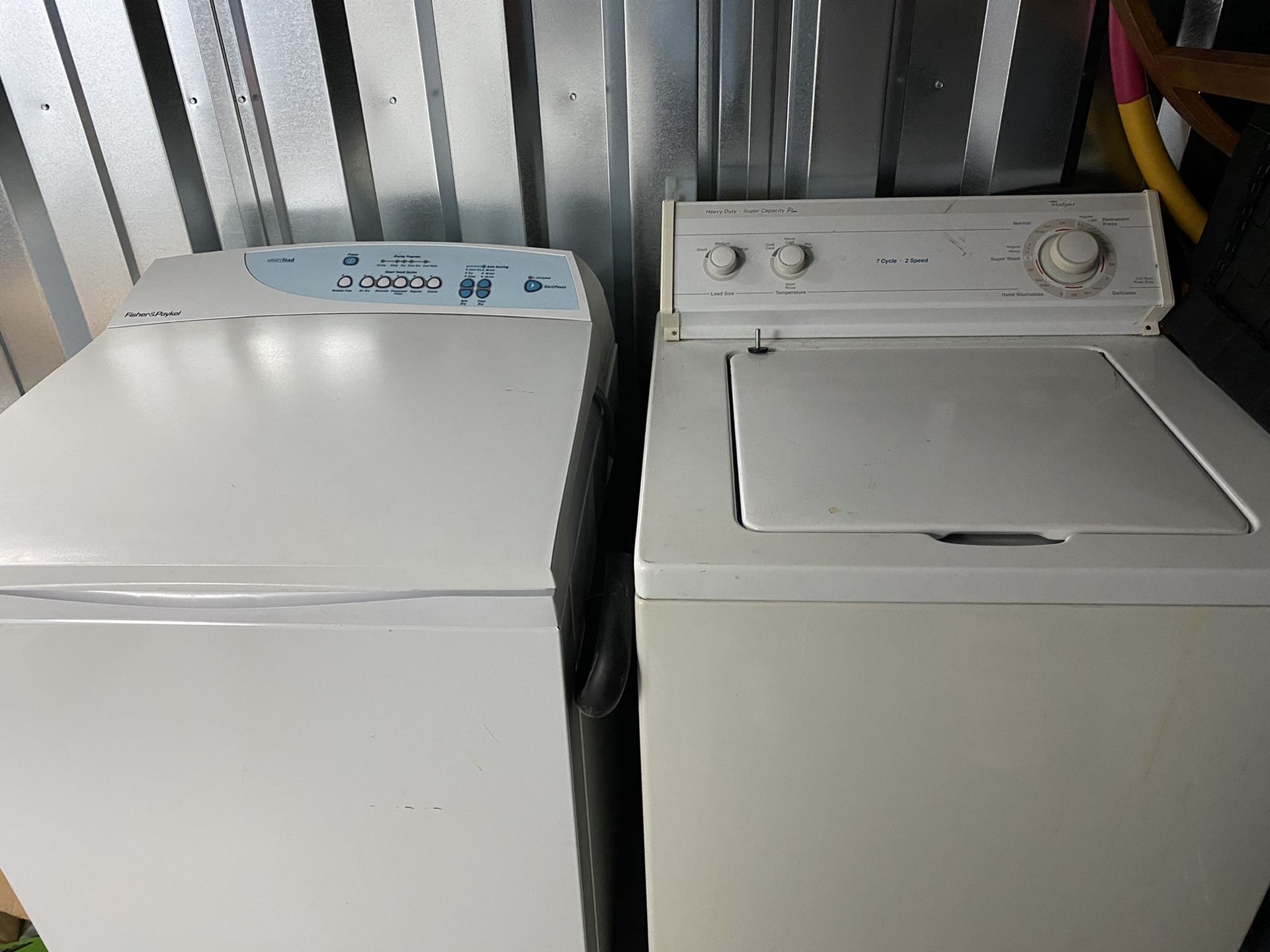 Whirpool washer and Fisher and Paykel dryer