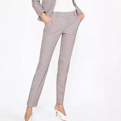 NWOT EXPRESS HOUNDSTOOTH COLUMNIST ANKLE MIDRISE PANTS STRETCH RED SIZE 00R