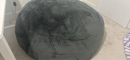 Large Gray Plush Bean Bag Chair