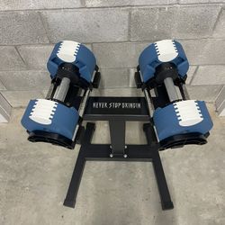 50LB Adjustable Dumbbells (pair) & Rack