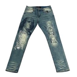 SDL Jeans Benjamin Franklin Olde English See No Evil Hear No Angels Mens 30” W