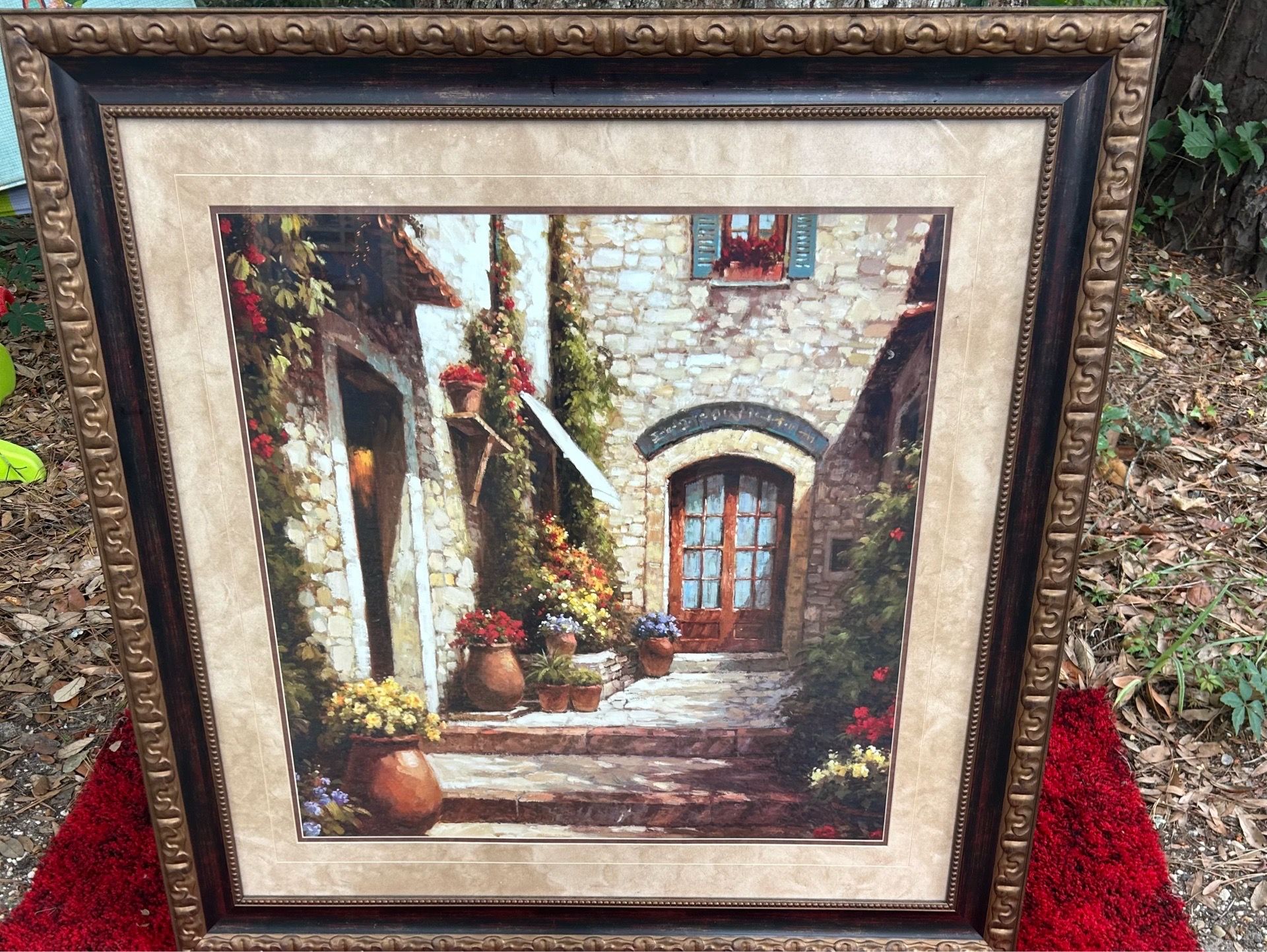 Large 38 x 38 framed picture of Sunlit Courtyard by Steven Harvey
