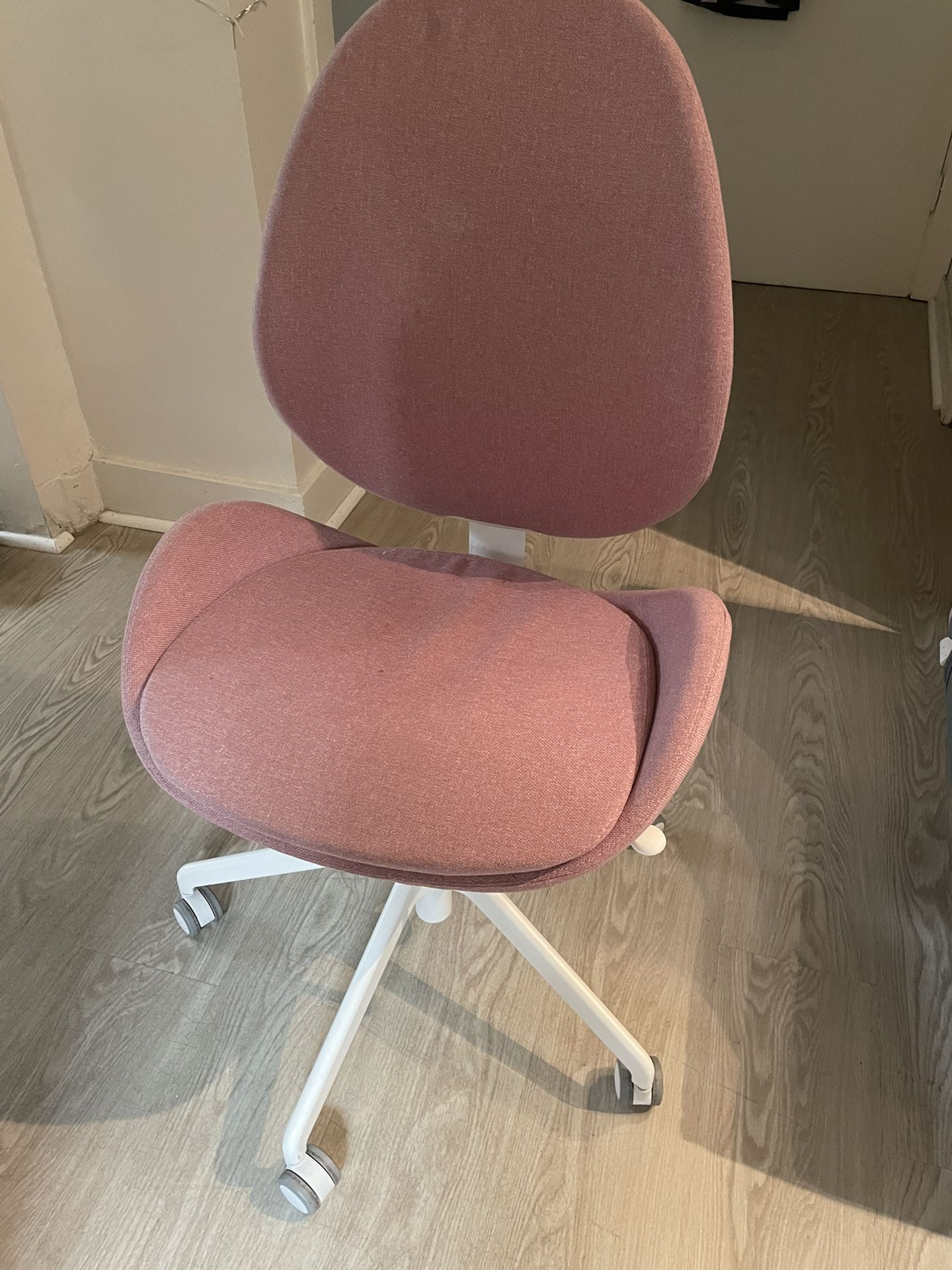 Ikea Hattefjäll Office Roller Chair Armless Pink & White